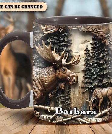 Vintage Moose Wreath Personalized Accent Mug – Rustic Gift For Mother’S Day & Nature Lovers
