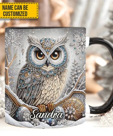 Beautiful Owl Diamond - Personalized Owl Accent Mug