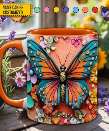 Colorful Butterfly - Personalized Butterfly Accent Mug