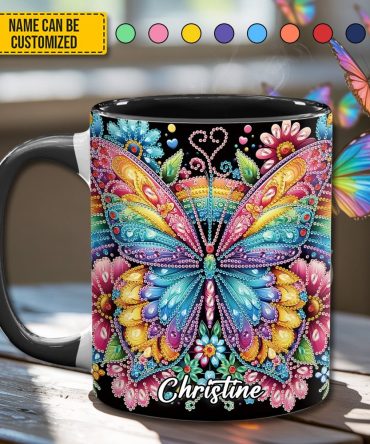 Diamond Butterfly – Personalized Butterfly Accent Mug