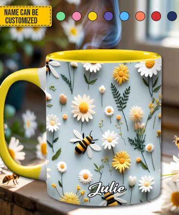 Floral Bee – Personalized Accent Mug