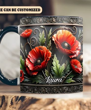 Personalized Vintage Flowers Accent Mug