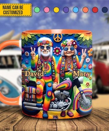 Hippie Old Couple - Personalized Accent Mug