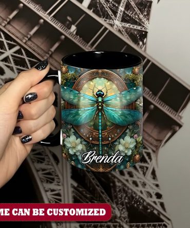 Beautiful Dragonfly - Personalized Dragonfly Accent Mug