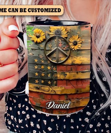 Hippie Symbol Independence - Personalized Hippie Accent Mug