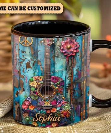 Guitar Hippie Personalized Accent Mug