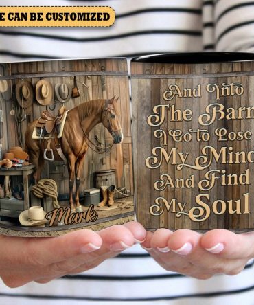 And Into The Barn  - Personalized Horse Accent Mug