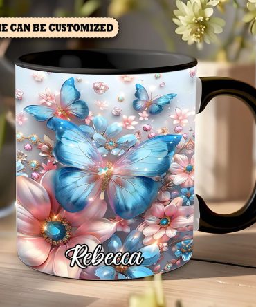 Beautiful Flowers Butterflies - Personalized Accent Mug