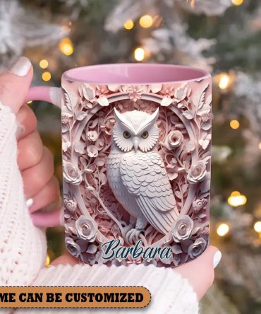 Vintage Beautiful Owl - Personalized Owl Accent Mug