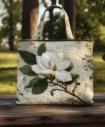 Magnolia Blossom Quilted Tote Bag