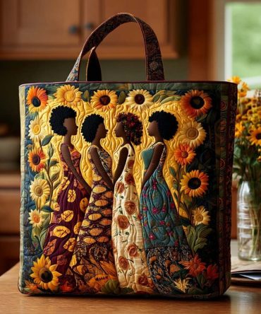 Majestic Ebony Glow Quilted Tote Bag