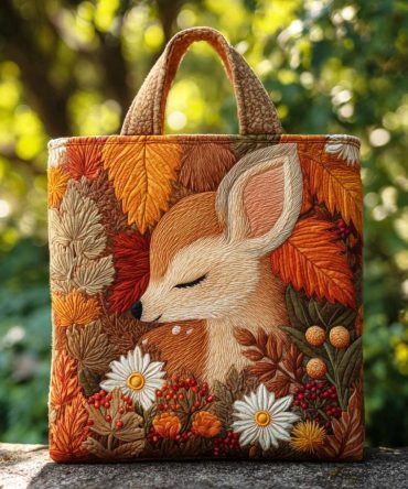 Maple Meadow Deer Quilted Tote Bag