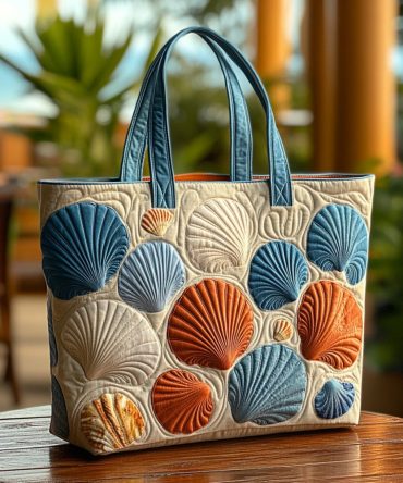 Mermaid Shells Quilted Tote Bag
