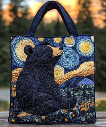 Midnight Bear Dreams Quilted Tote Bag