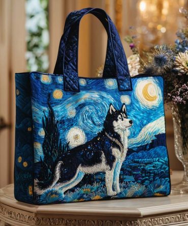 Midnight Husky Quilted Tote Bag