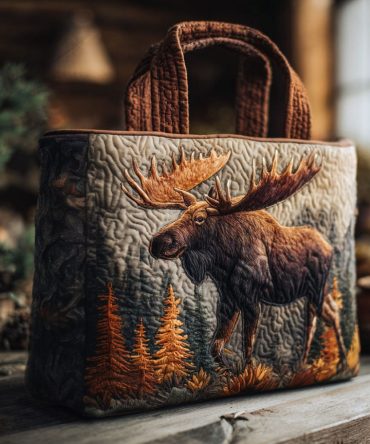 Midnight Moose Quilted Tote Bag