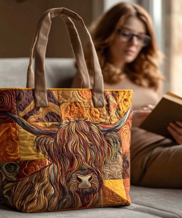 Moody Cow Quilted Tote Bag