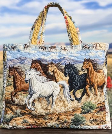 Moon Horse Quilted Tote Bag