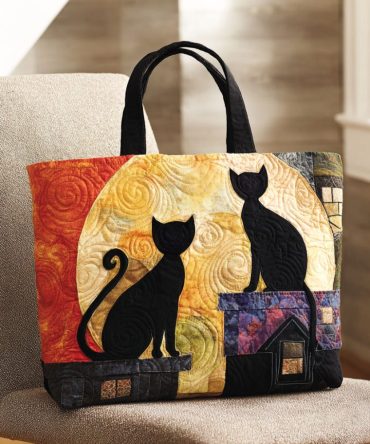 Moonbeam Cat Quilted Tote Bag