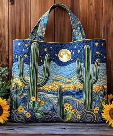 Moonlight Bloom Quilted Tote Bag