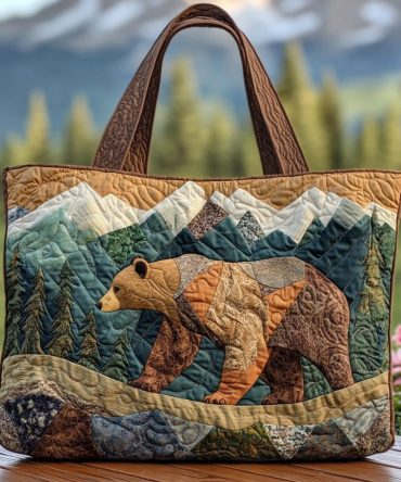 Mountain Bear Quilted Tote Bag
