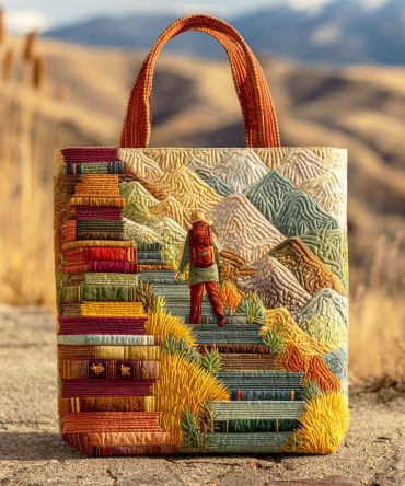 Mountain Of Stories Quilted Tote Bag