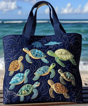 Myrtle The Turtle Quilted Tote Bag