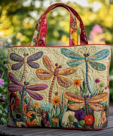 Mystic Dragonfly Quilted Tote Bag