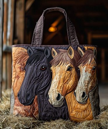 Neigh Neutrals Quilted Tote Bag