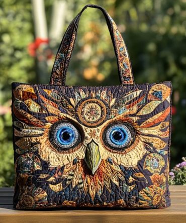 Night Owl Quilted Tote Bag