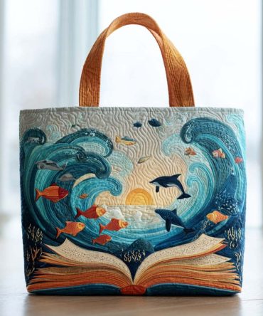 Ocean Tome Quilted Tote Bag