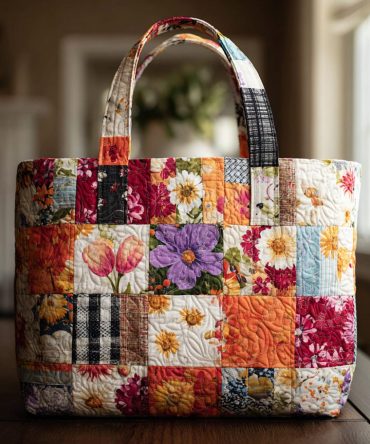 Orchid Flower Quilted Tote Bag