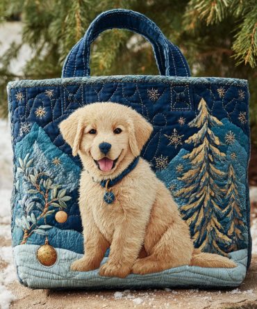 Ornament Golden Retriever Quilted Tote Bag