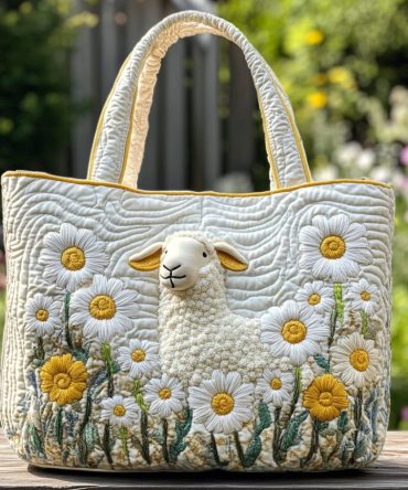 Pastel Sheep Quilted Tote Bag