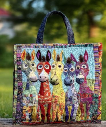 Patchwork Burros Quilted Tote Bag