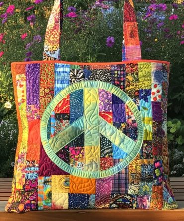 Peace Pop Quilted Tote Bag