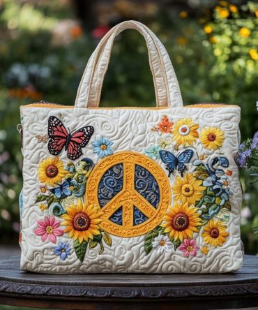 Peaceful Bloom Quilted Tote Bag