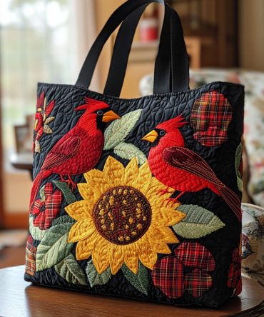 Peaceful Cardinal Quilted Tote Bag