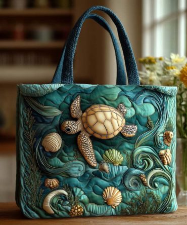 Peaceful Turtle Bay Quilted Tote Bag