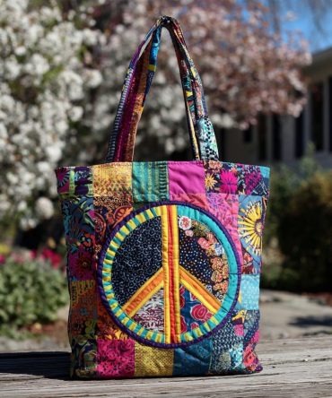 Petals And Peace Quilted Tote Bag