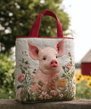 Piggy Love Quilted Tote Bag