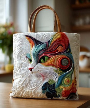 Playful Whiskers Quilted Tote Bag