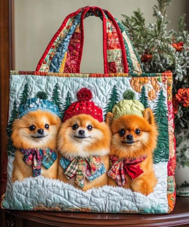 Pom Forest Friends Quilted Tote Bag