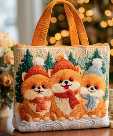 Pom Pup Squad Quilted Tote Bag