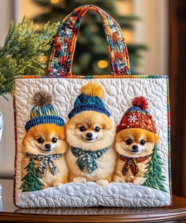 Pom Winter Trio Quilted Tote Bag