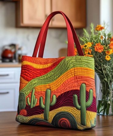Prickly Paradise Quilted Tote Bag