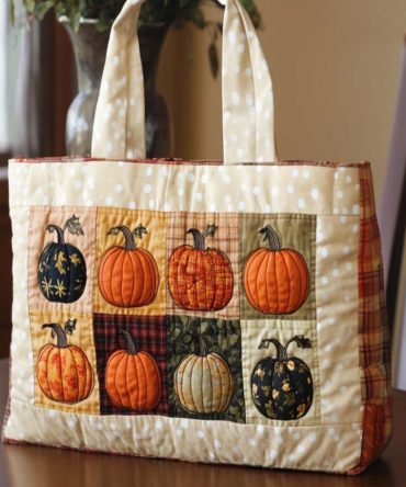 Pumpkin Lane Quilted Tote Bag