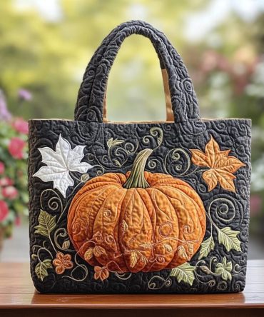 Pumpkin Bloom Quilted Tote Bag