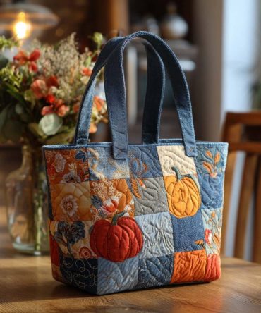 Pumpkin Days Quilted Tote Bag