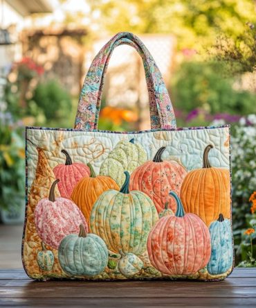 Pumpkin Garden Quilted Tote Bag